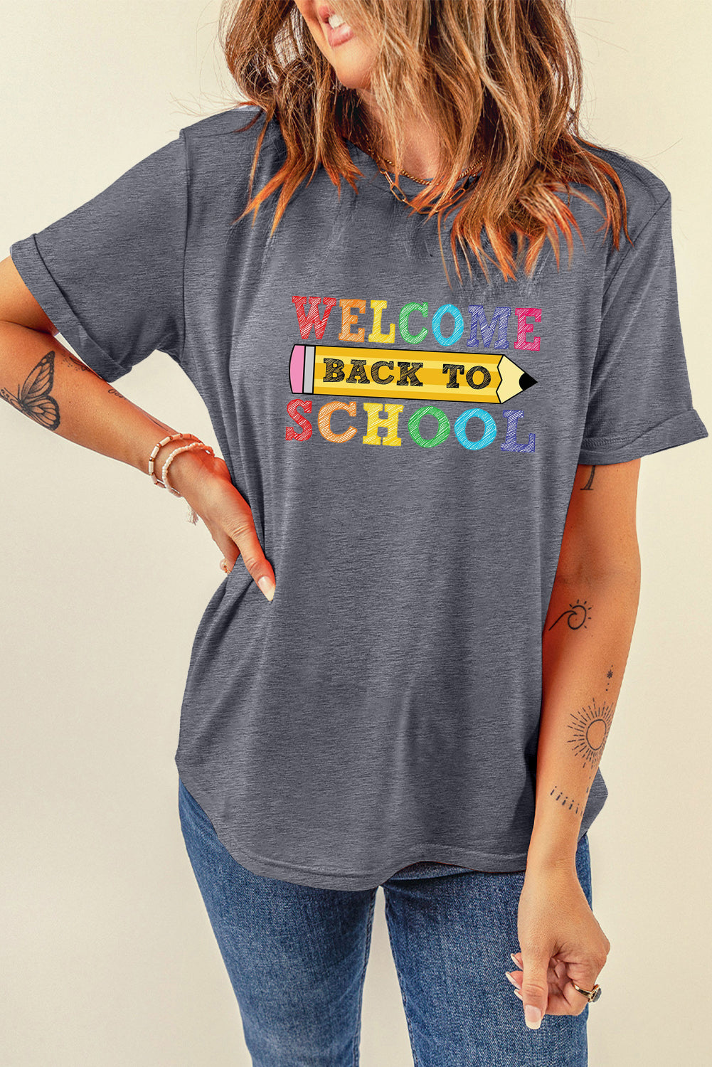 Short Sleeve Welcome Back to School Graphic Top