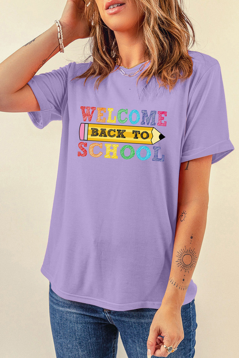 Short Sleeve Welcome Back to School Graphic Top