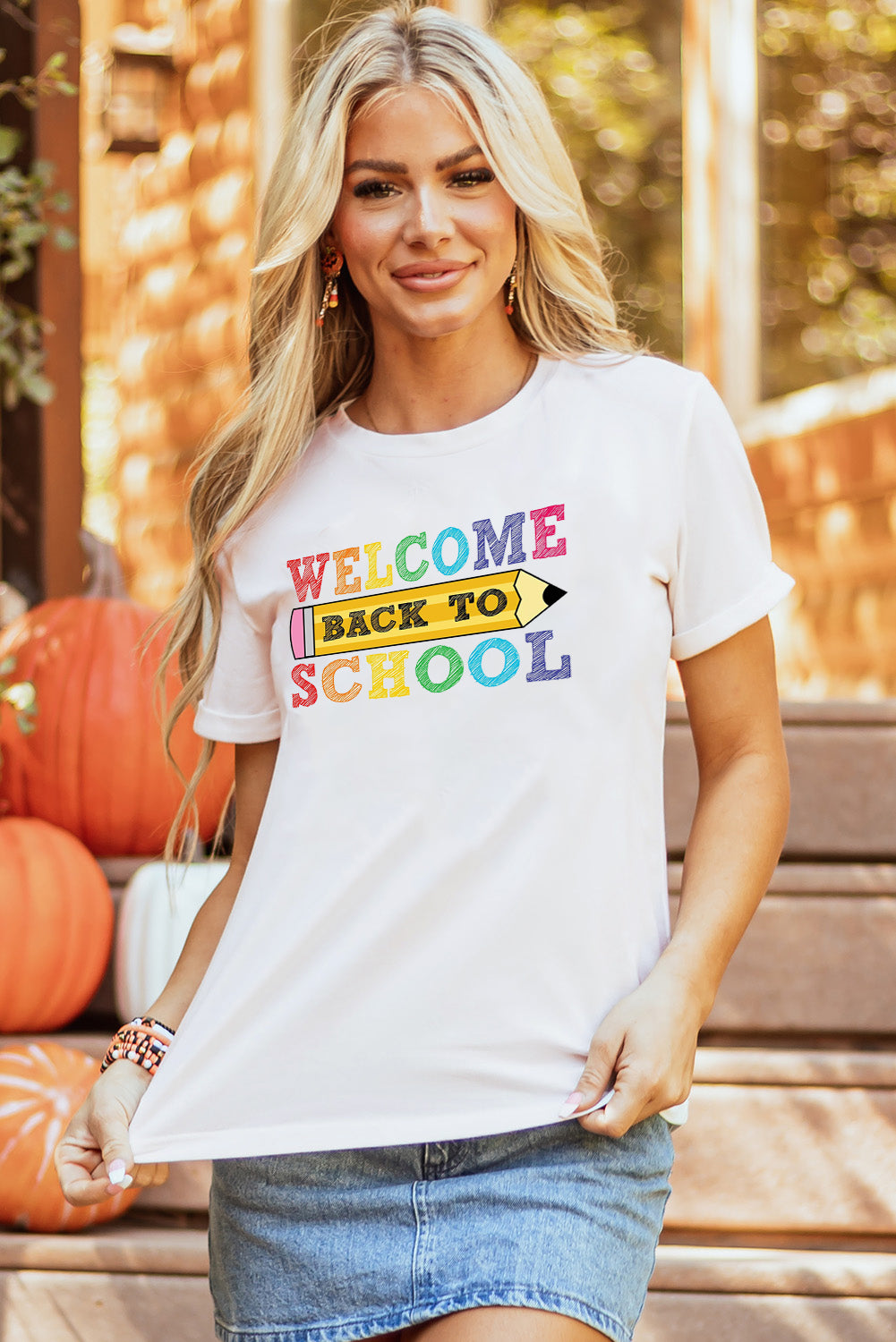 Short Sleeve Welcome Back to School Graphic Top