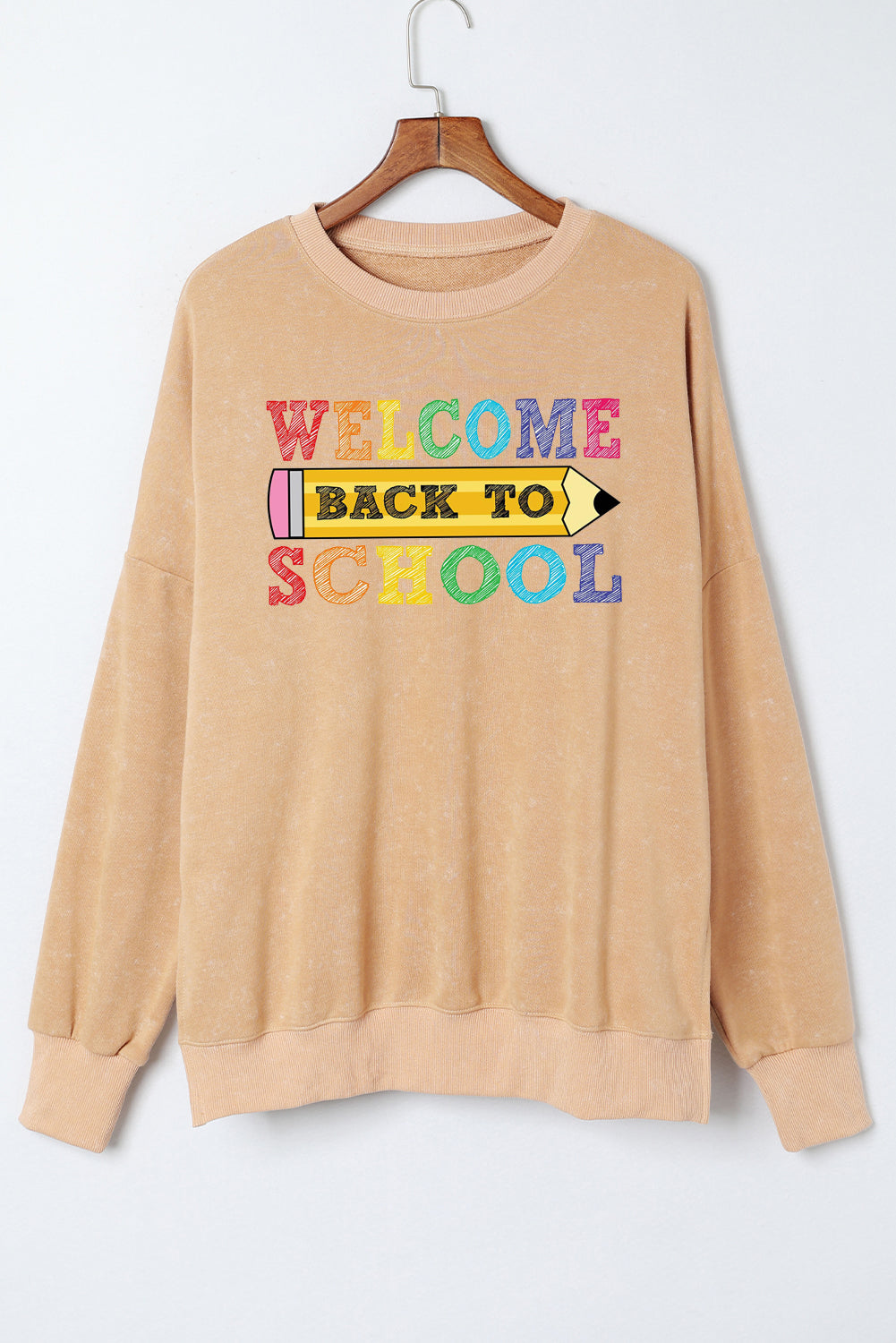 Oversized Back to School Sweatshirt with Side Slits