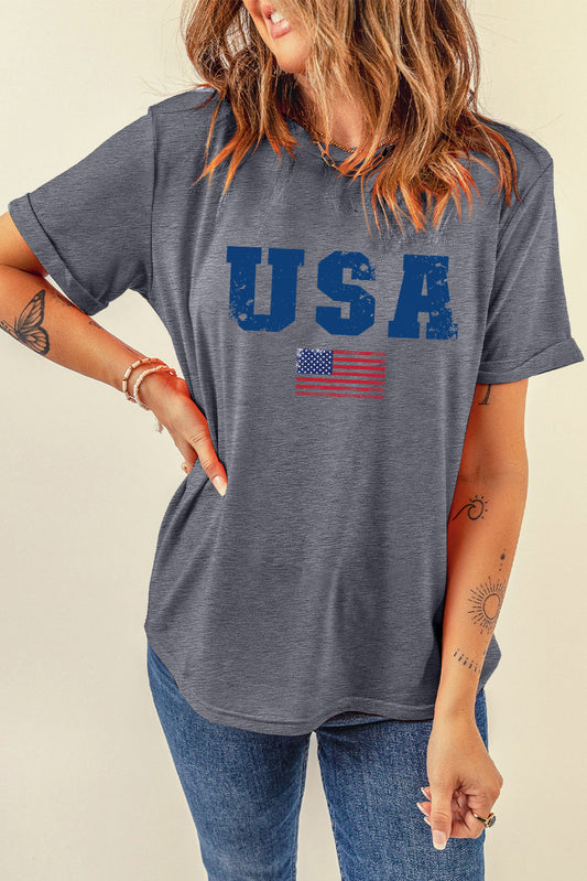 Simple USA Graphic Tee with Comfortable Crew Neck Fit