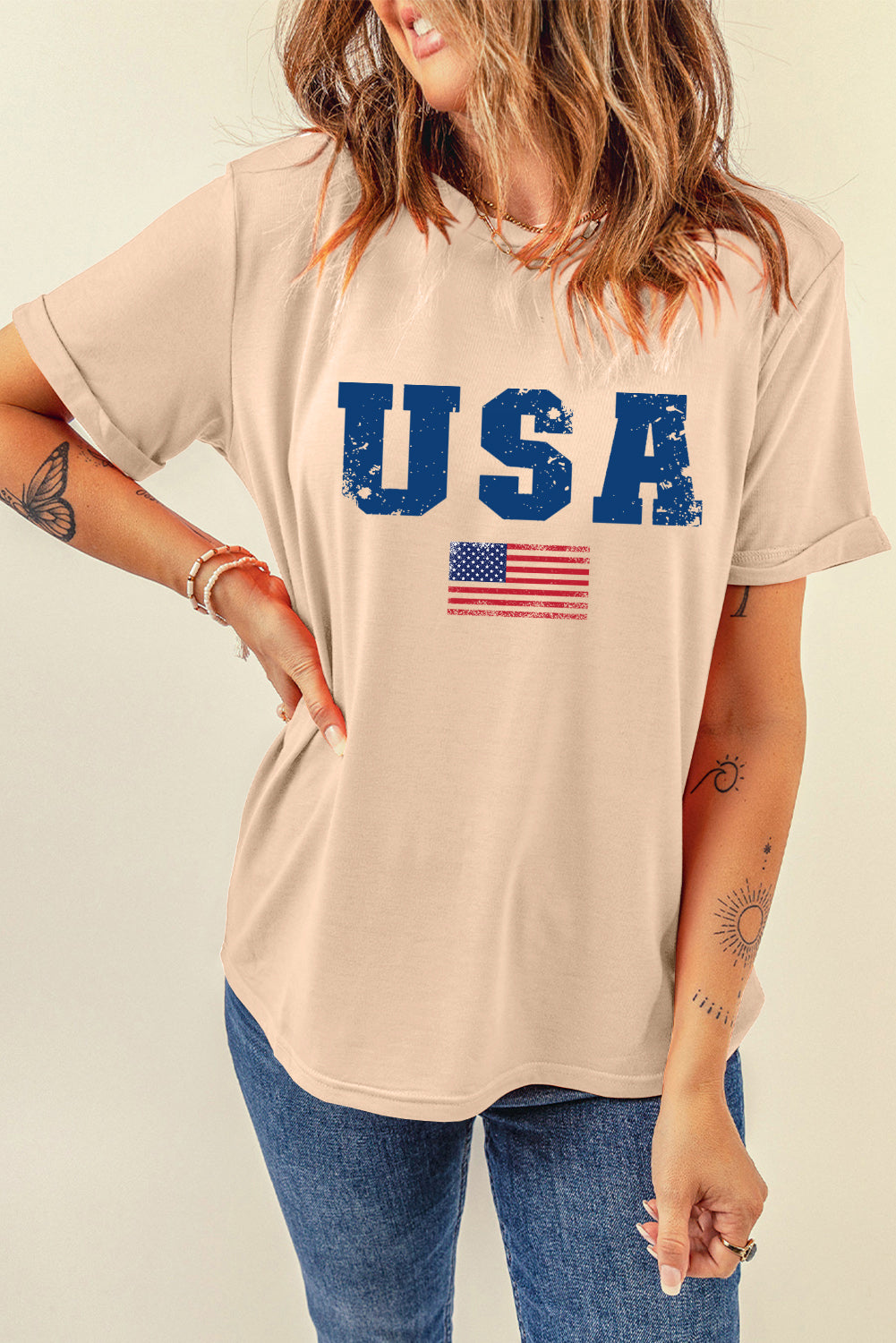 Simple USA Graphic Tee with Comfortable Crew Neck Fit