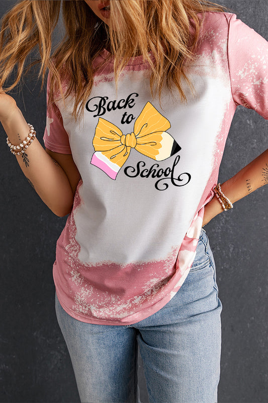 Tie Dye Back to School Tee with Bow Pencil Design