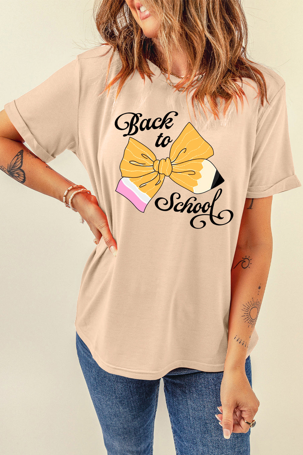 Back to School Letter Print T Shirt in Soft Lavender