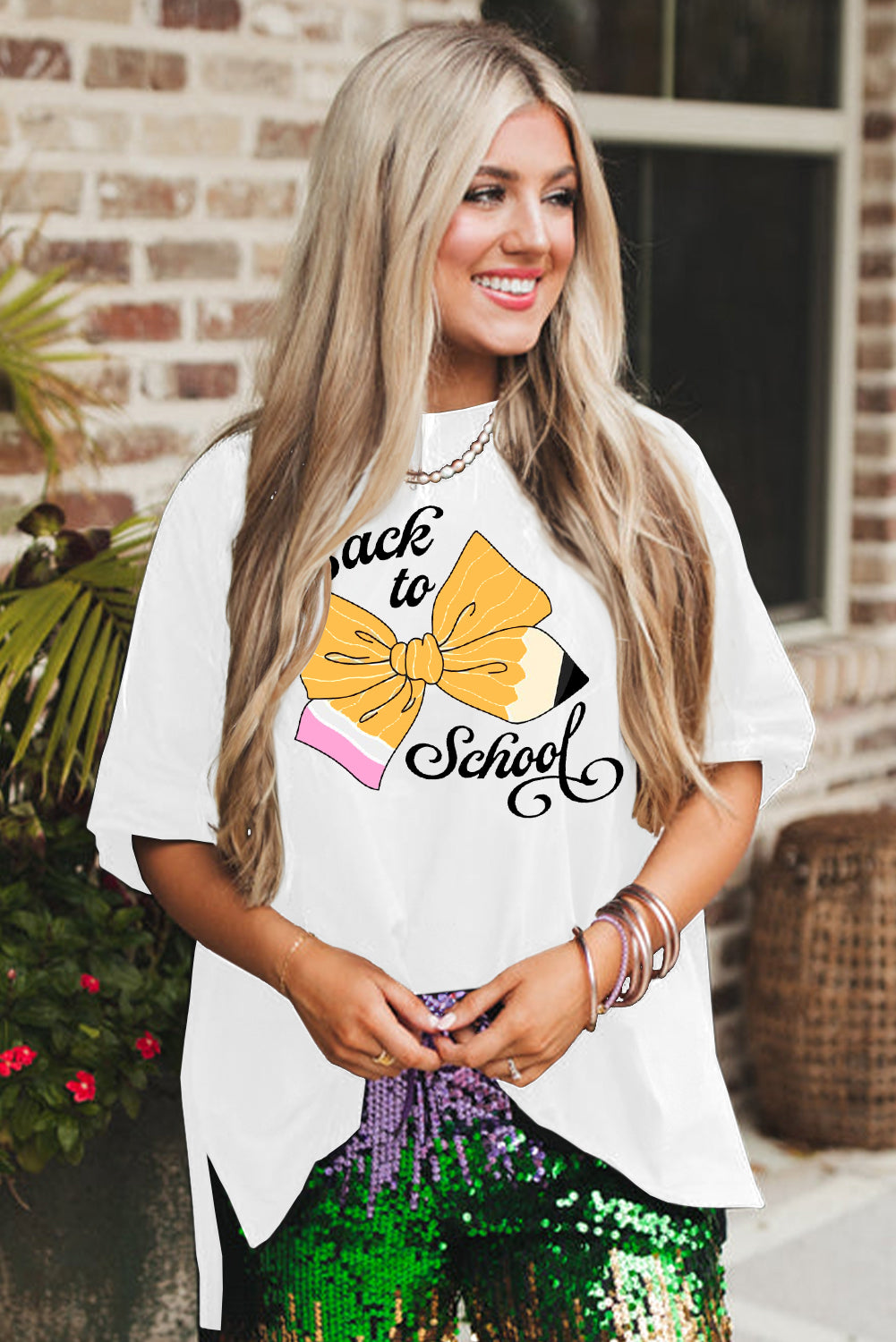 Half Sleeve School Season Tee with Curved Hem