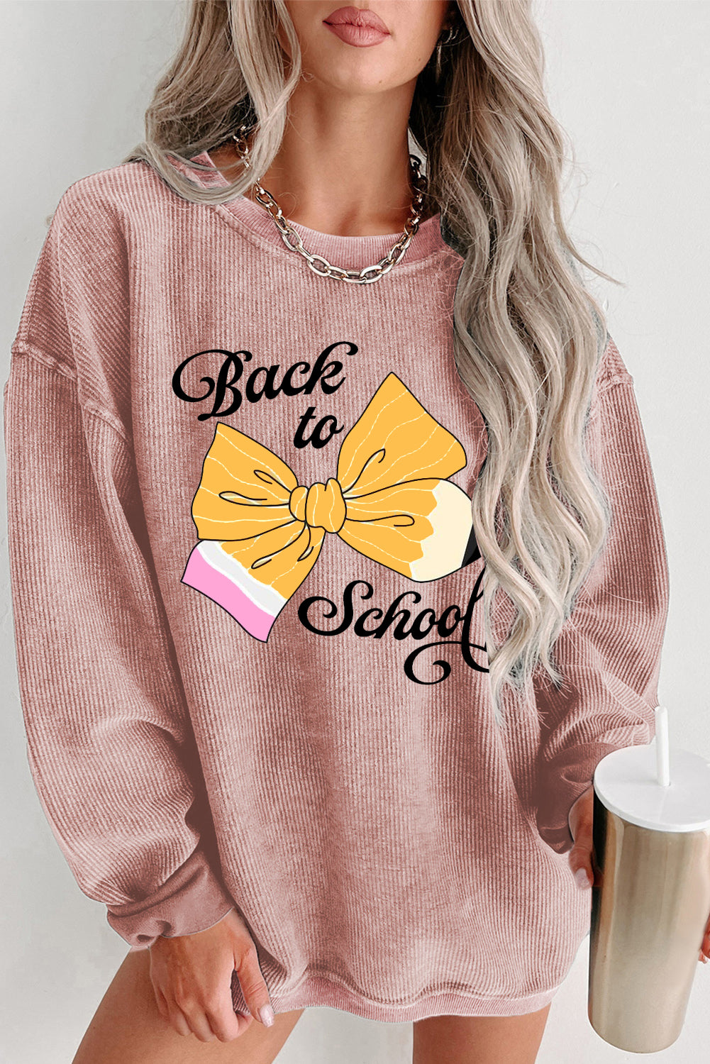 Olive Knit Teacher Sweatshirt with Pencil Bow Print