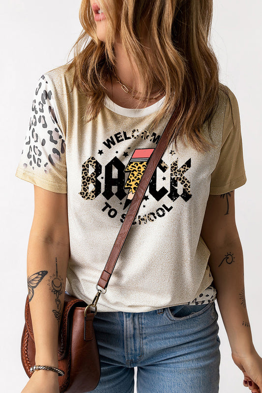 Bleached Lightning Graphic T Shirt with Leopard Print