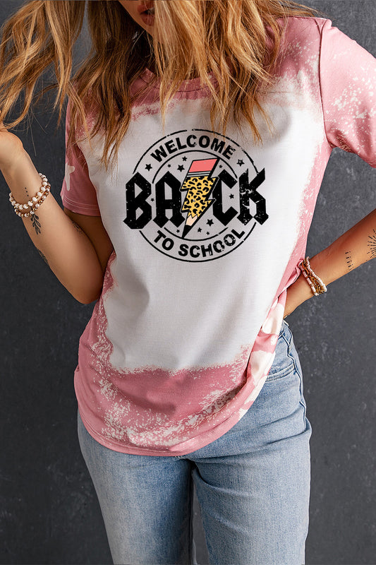 Bleached Pink Back to School Graphic Lightning Tee