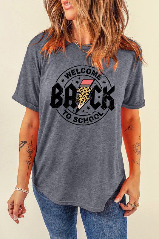 Casual Crewneck Graphic Tee for School Season