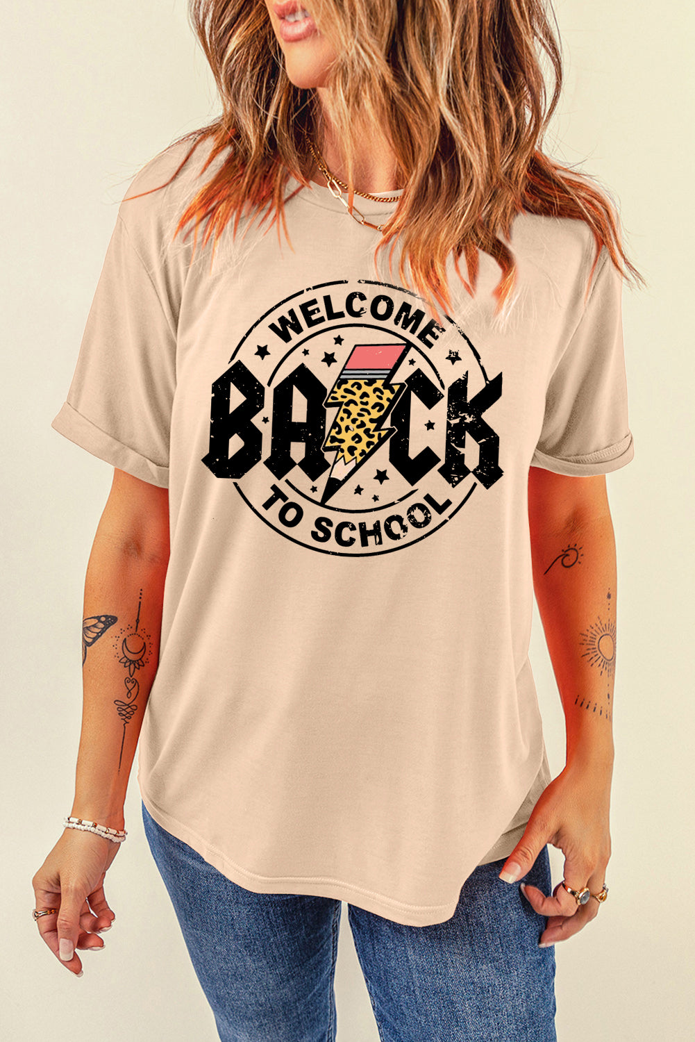Casual Crewneck Graphic Tee for School Season