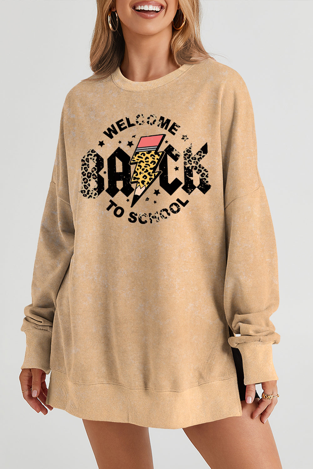 Vintage Wash Leopard Lightning Back to School Sweatshirt