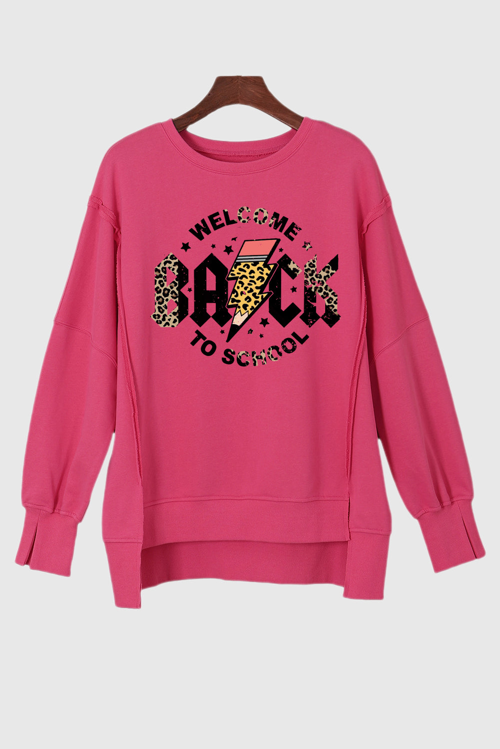 Back to School Oversized Sweatshirt with Side Slits