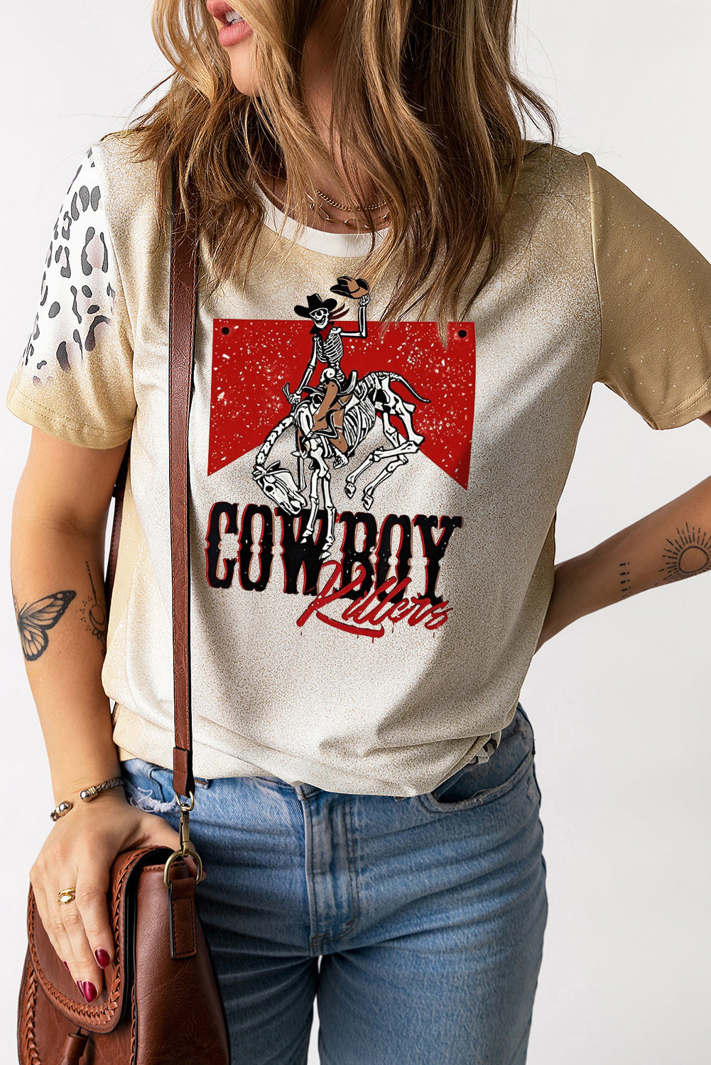 Rodeo Lightning Bolt Leopard Print Short Sleeve Tee