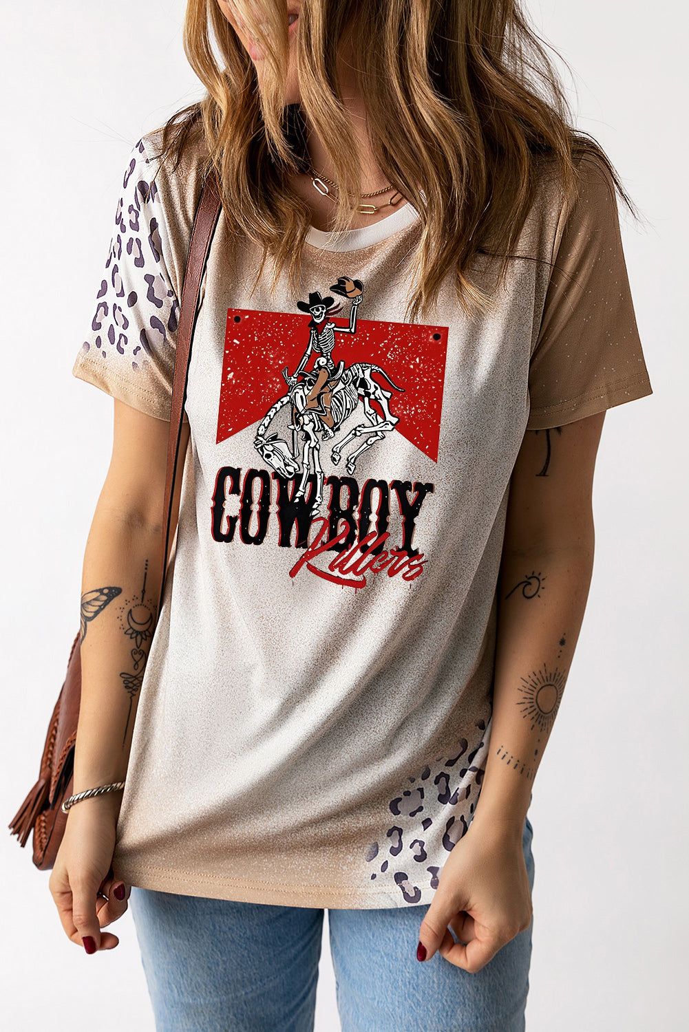 Rodeo Lightning Bolt Leopard Print Short Sleeve Tee