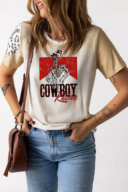Rodeo Lightning Bolt Leopard Print Short Sleeve Tee