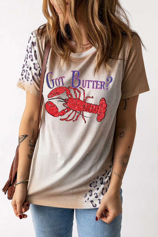 Got Butter Bleached Tee with Leopard Print Sleeves