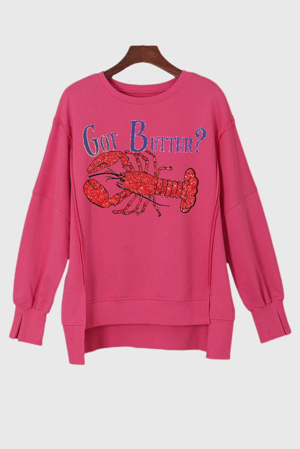 Got Butter Lobster Graphic High Low Hem Sweatshirt