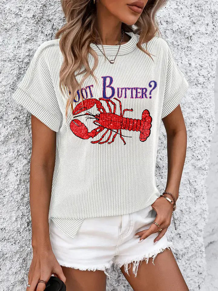Funny Lobster Graphic Summer Casual T-Shirt