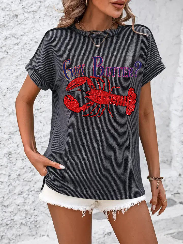 Funny Lobster Graphic Summer Casual T-Shirt