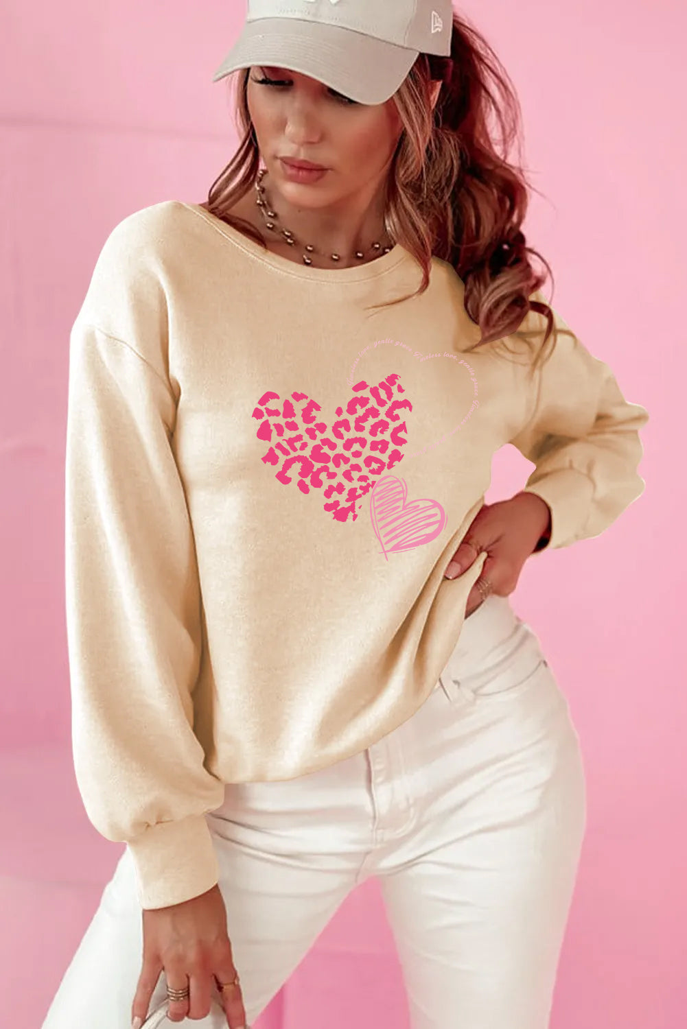 Valentine’s Day Leopard Heart Bow Back Sweatshirt