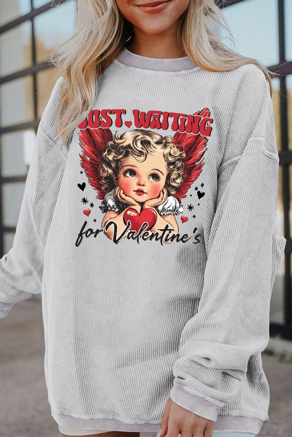 Date Night True Love Oversized Ribbed Corduroy Sweatshirt