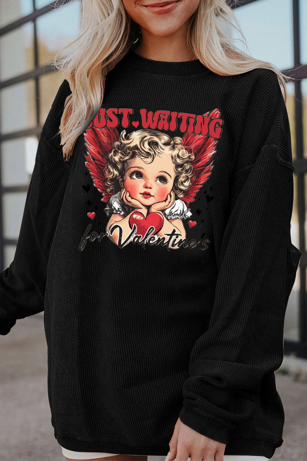 Date Night True Love Oversized Ribbed Corduroy Sweatshirt