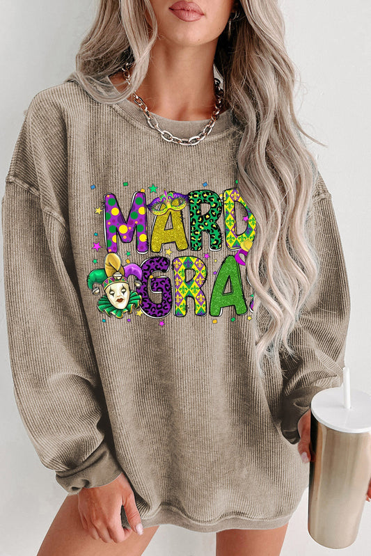 Mardi Gras Clown Colorful Graphic Oversized Knit Sweatshirt