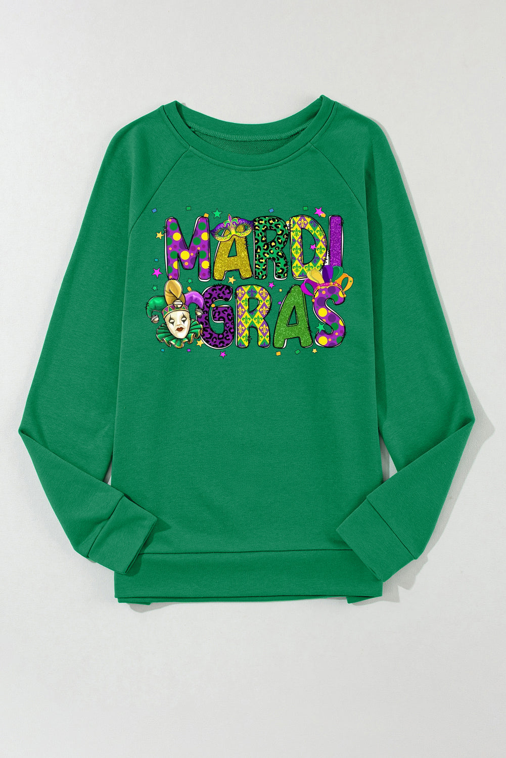 Mardi Gras Clown Colorful Graphic Crewneck Sweatshirt Pullover