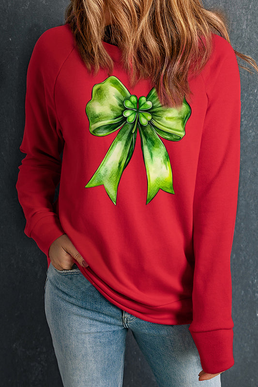 St. Patrick's Day Bow Pattern Crew Neck Sweatshirt