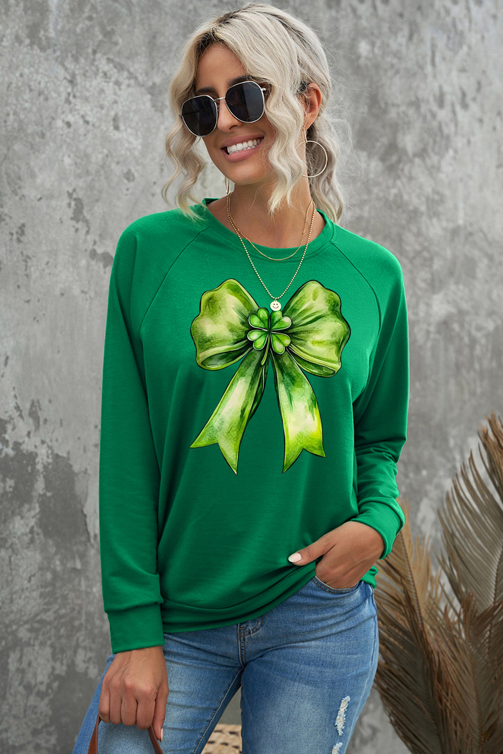St. Patrick's Day Bow Pattern Crew Neck Sweatshirt
