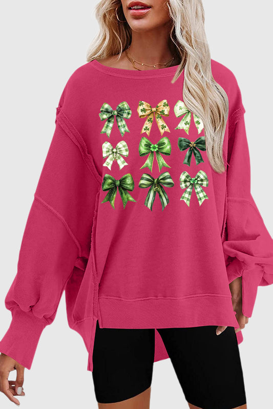 St Patrick Exposed Seam Drop Shoulder Slit High Low Hem Sweatshirt