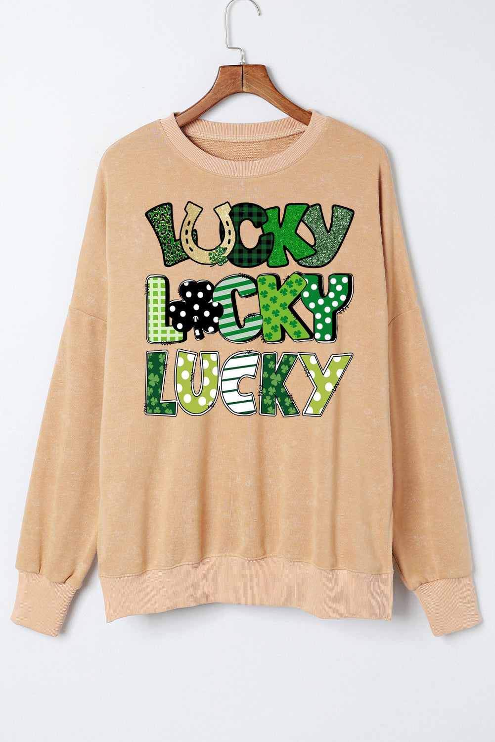 St. Patrick's Day Drop Shoulder Ribbed Trim Oversized Sweatshirt