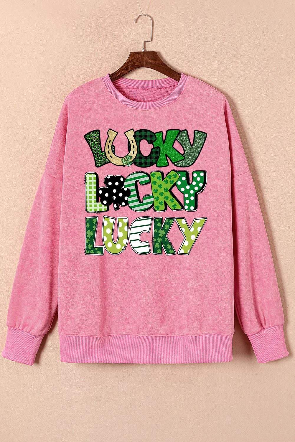 St. Patrick's Day Drop Shoulder Ribbed Trim Oversized Sweatshirt