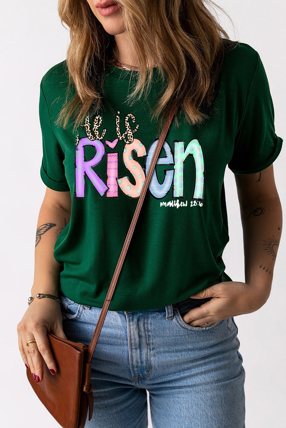 Easter Element Solid Color Crew Neck T-Shirt  for Summer
