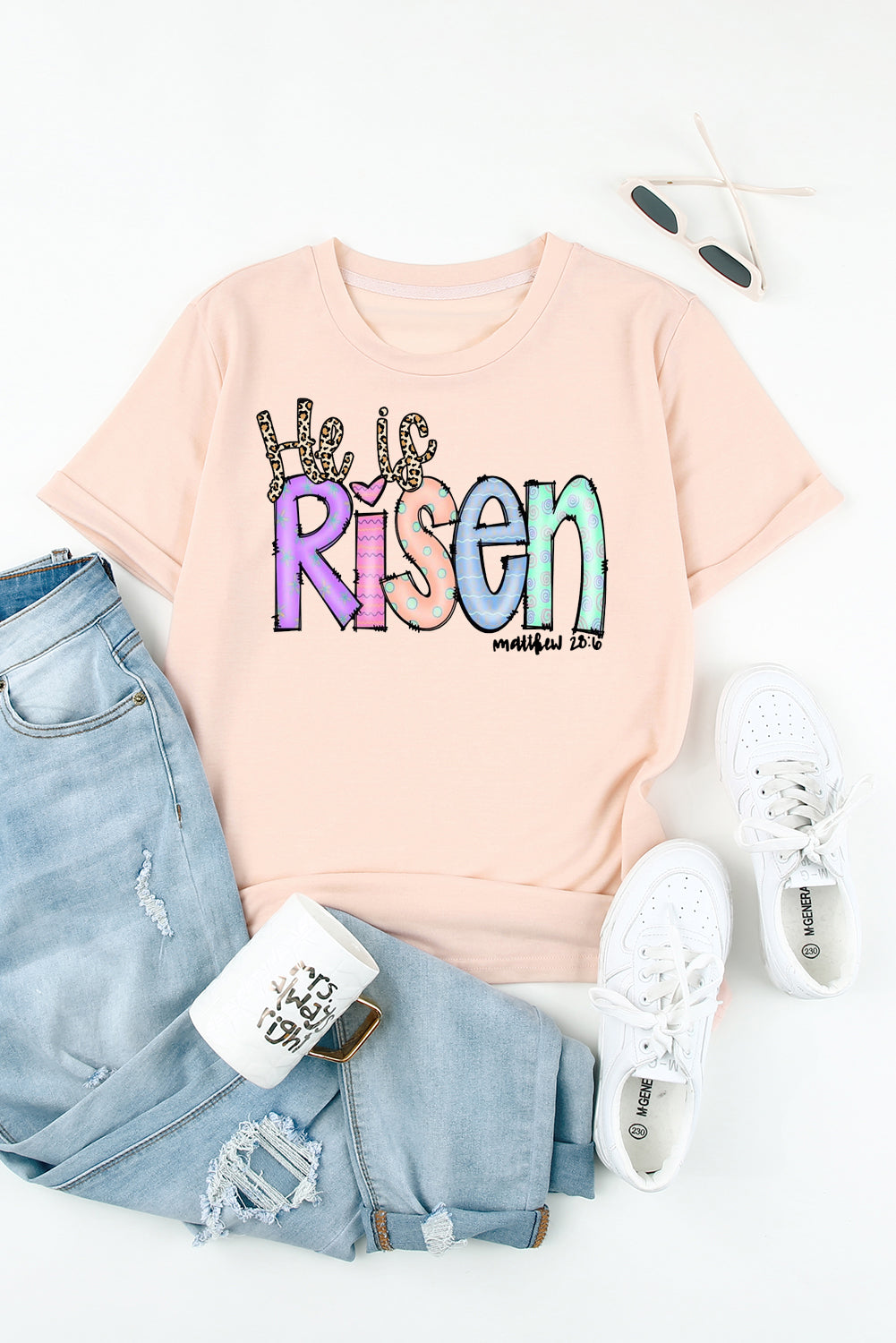 Easter Element Solid Color Crew Neck T-Shirt  for Summer