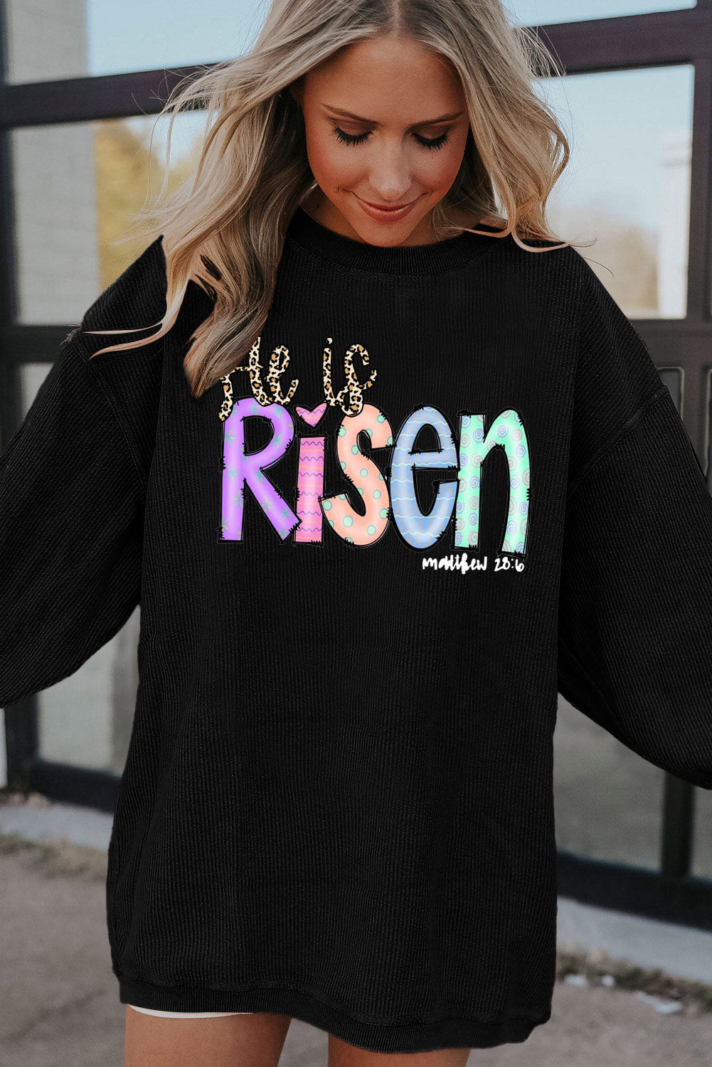 Easter's Day Ribbed Corduroy Oversized Sweatshirt