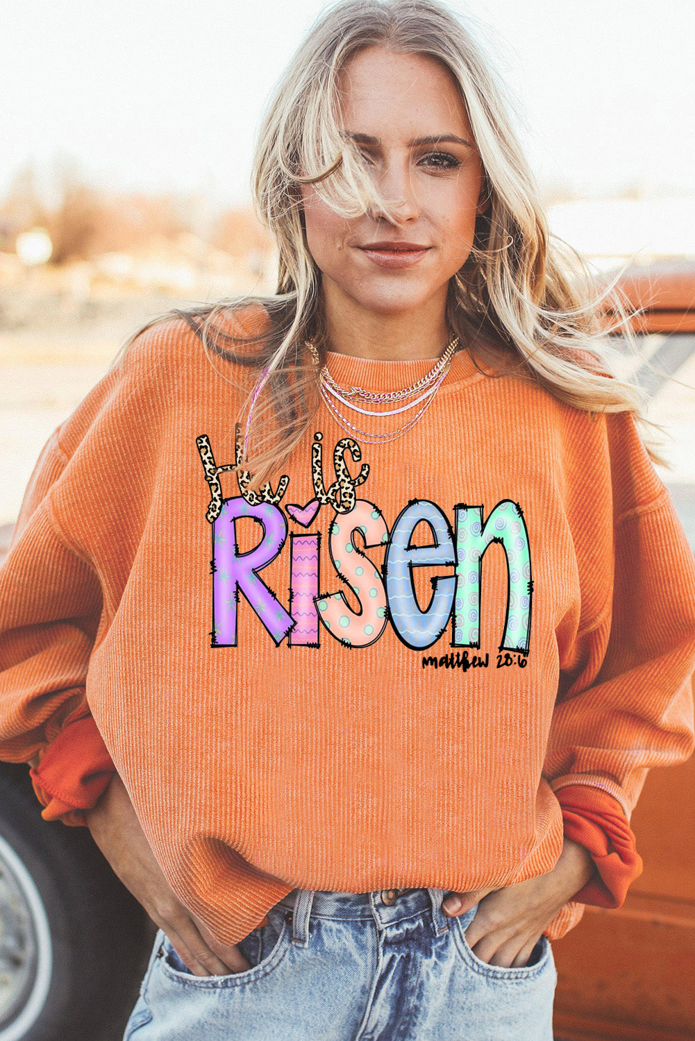 Easter's Day Ribbed Corduroy Oversized Sweatshirt