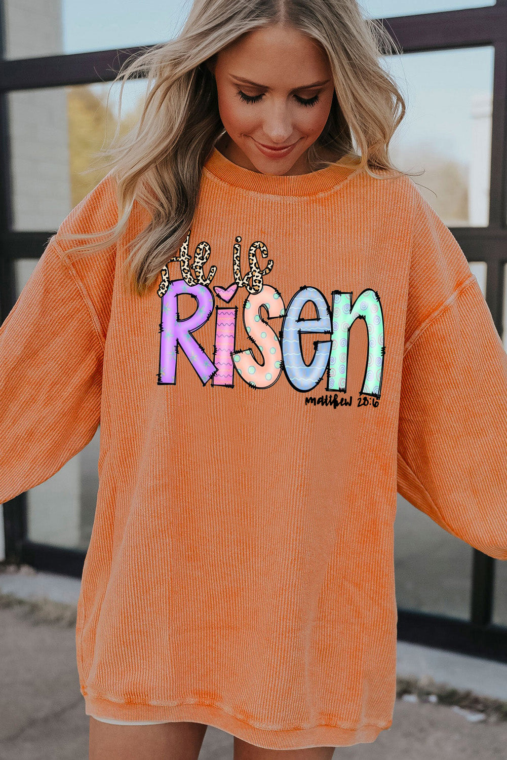 Easter's Day Ribbed Corduroy Oversized Sweatshirt