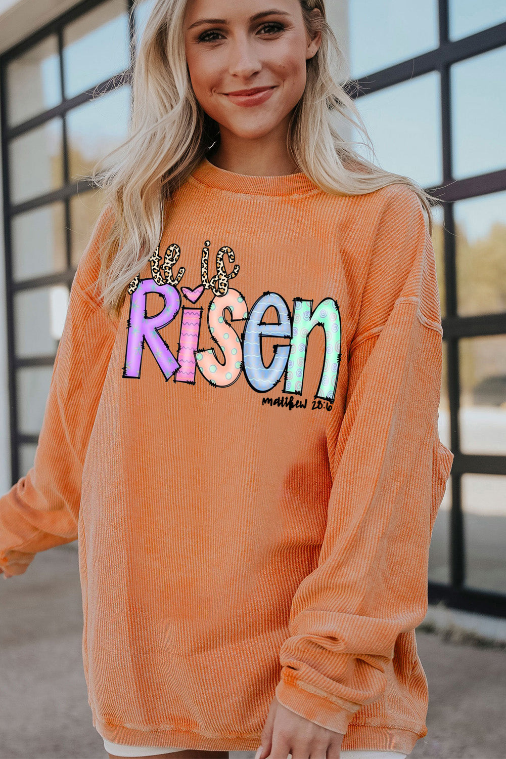 Easter's Day Ribbed Corduroy Oversized Sweatshirt