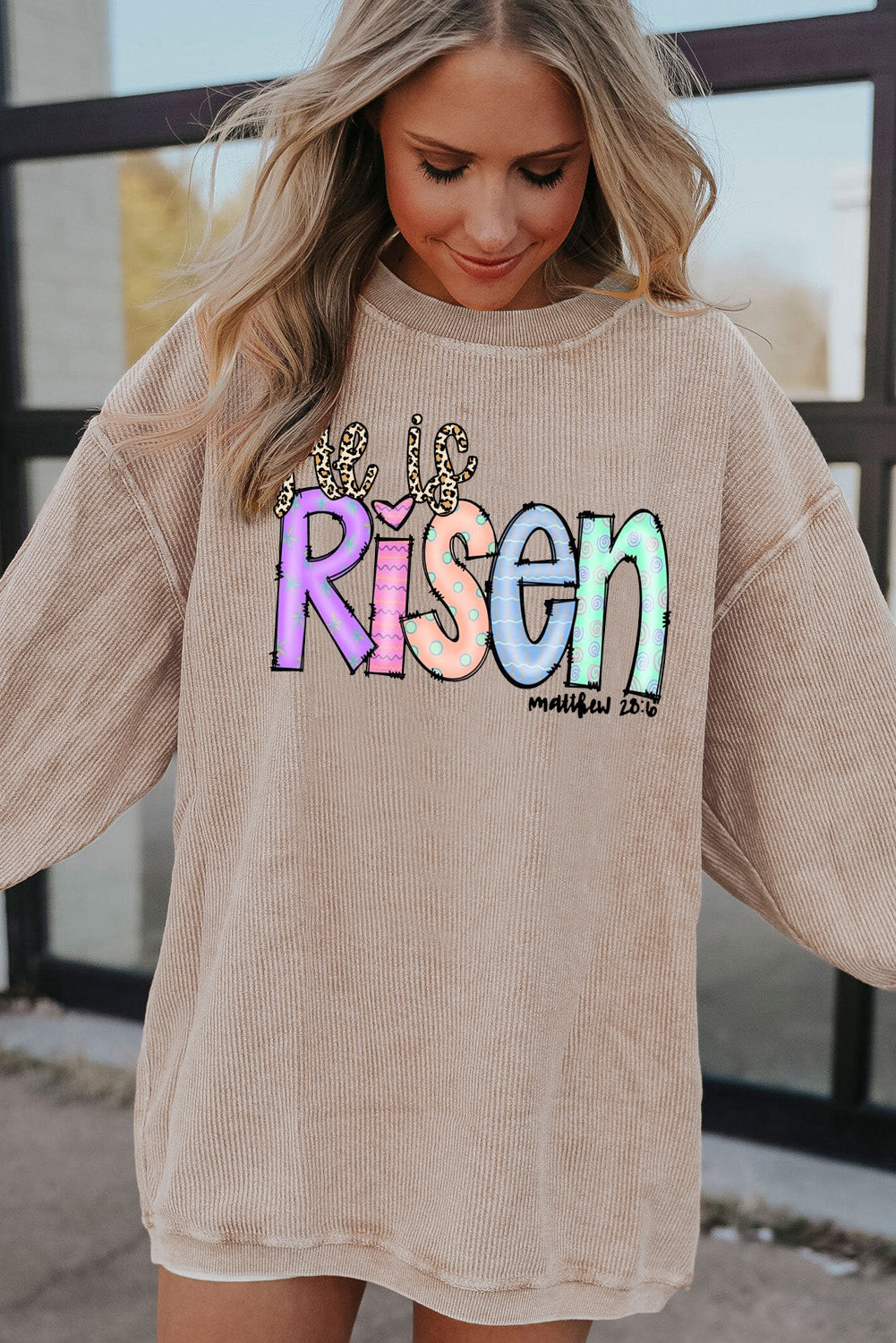 Easter's Day Ribbed Corduroy Oversized Sweatshirt