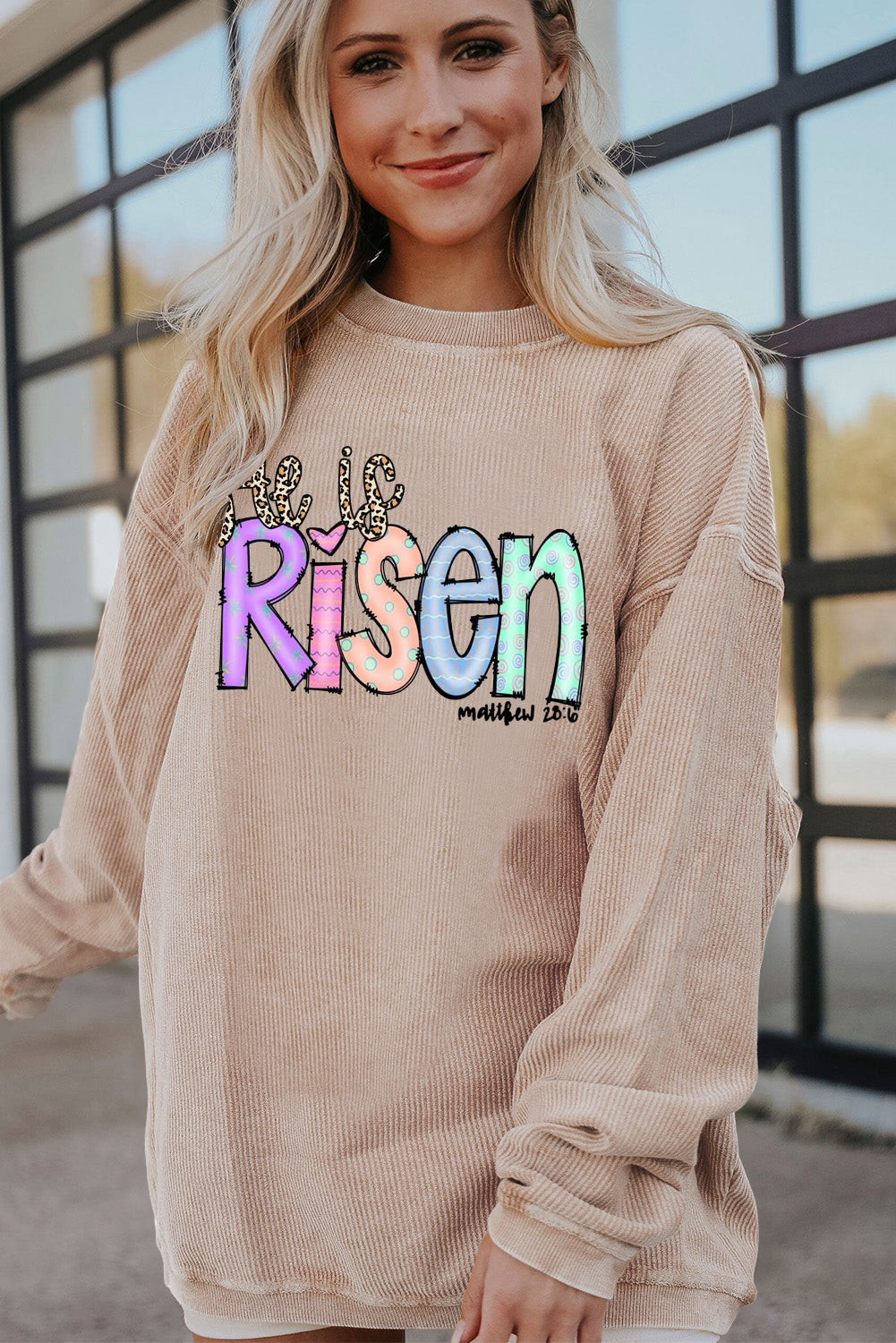 Easter's Day Ribbed Corduroy Oversized Sweatshirt