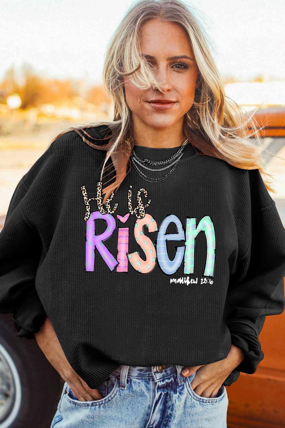 Easter's Day Ribbed Corduroy Oversized Sweatshirt