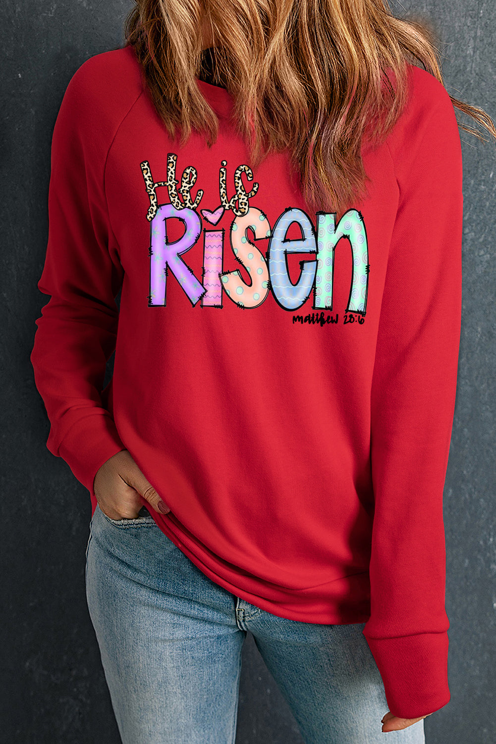 Easter's Day Solid Round Neck Raglan Sleeve Sweatshirt