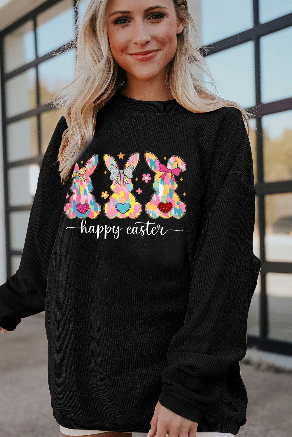 Easter Bunny Ribbed Corduroy Oversized Pullover