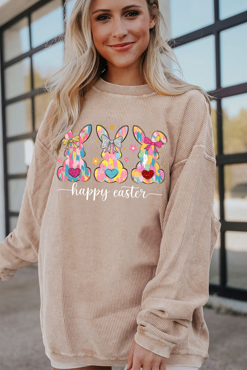 Easter Bunny Ribbed Corduroy Oversized Pullover