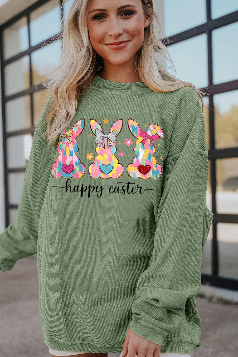 Easter Bunny Ribbed Corduroy Oversized Pullover