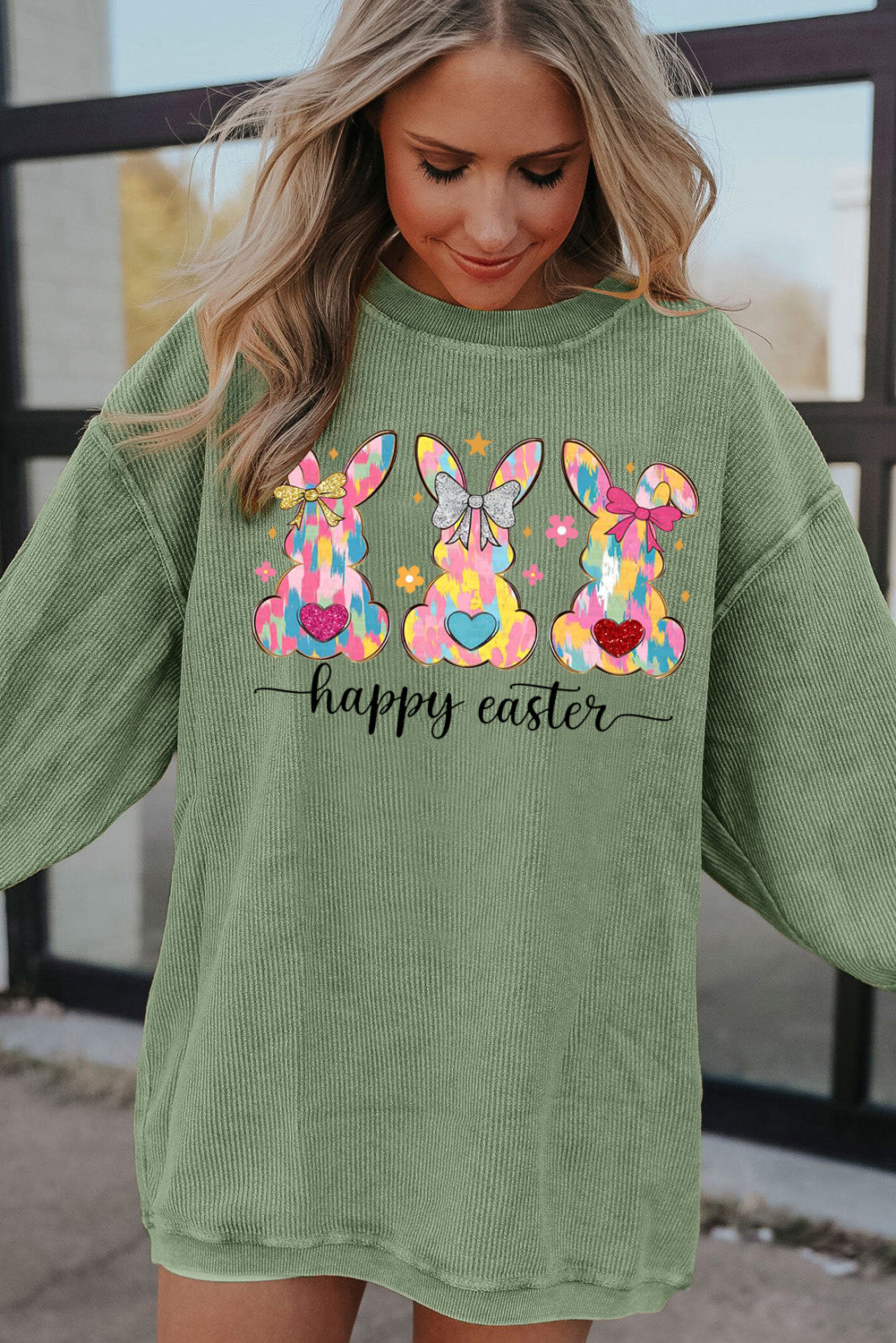 Easter Bunny Ribbed Corduroy Oversized Pullover