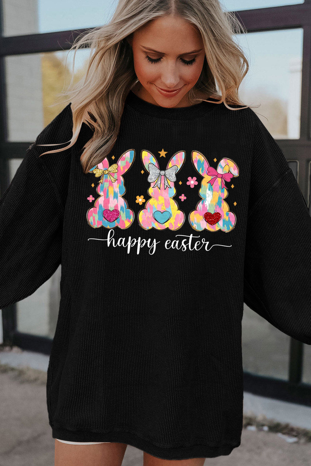 Easter Bunny Ribbed Corduroy Oversized Pullover
