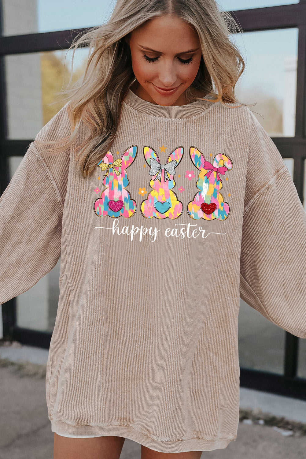 Easter Bunny Ribbed Corduroy Oversized Pullover
