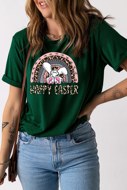 Bunny Vibes Color Crew Neck T-Shirt with Easter Bunny Design